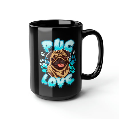 Pug Mug Black 15oz Ceramic Coffee Mug Gift For Dog Lover Dog Mom Coffee Cup