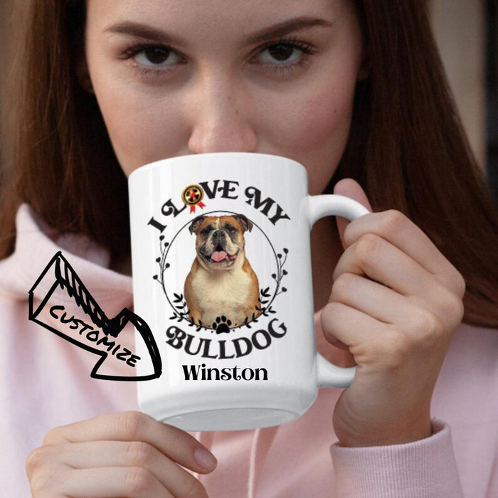 Dog Lover Coffee Mug, Coffee Mug Custom Dog Design, Bulldog Coffee Mug