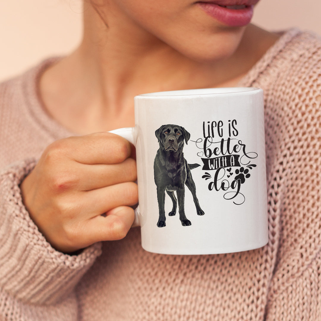 Printed Mug, Coffee Cup, Tea Mug, Graphic Mug, Coffee Mug, Life Is better Black  Lab - Mug Project