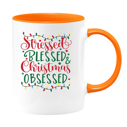 Stressed and Blessed White Coffee Mug With Colored Inside & Handle - Mug Project | Funny Coffee Mugs, Unique Wine Tumblers & Gifts