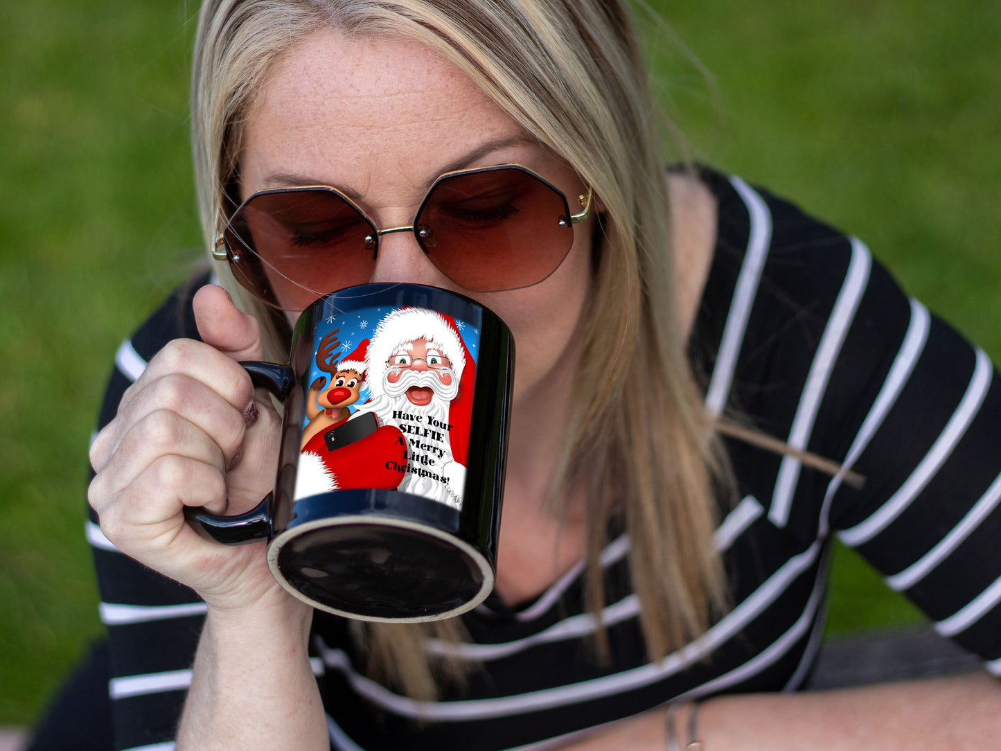 Ceramic Black Coffee Mug Santa Selfie Holiday Mug Best Christmas Mug - Mug Project