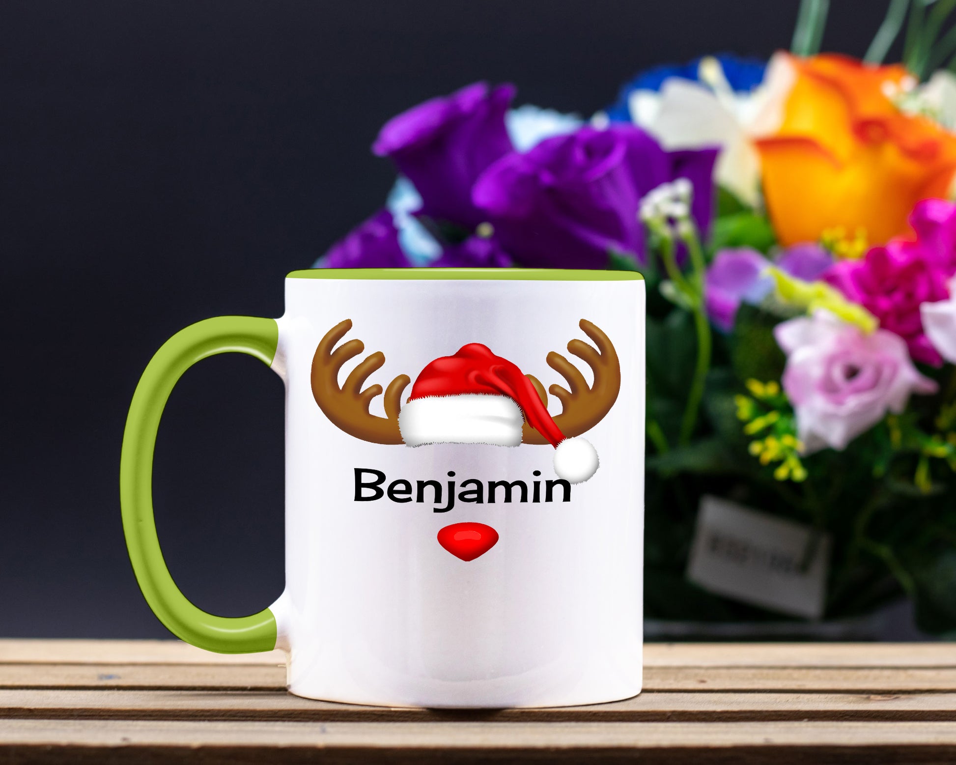 Reindeer White Coffee Mug With Colored Inside & Handle - Mug Project | Funny Coffee Mugs, Unique Wine Tumblers & Gifts