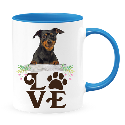 Coffee Mug, Printed Mug, Coffee Cup, Tea Mug, Graphic Mug, LOVE Miniature Pinscher - Mug Project