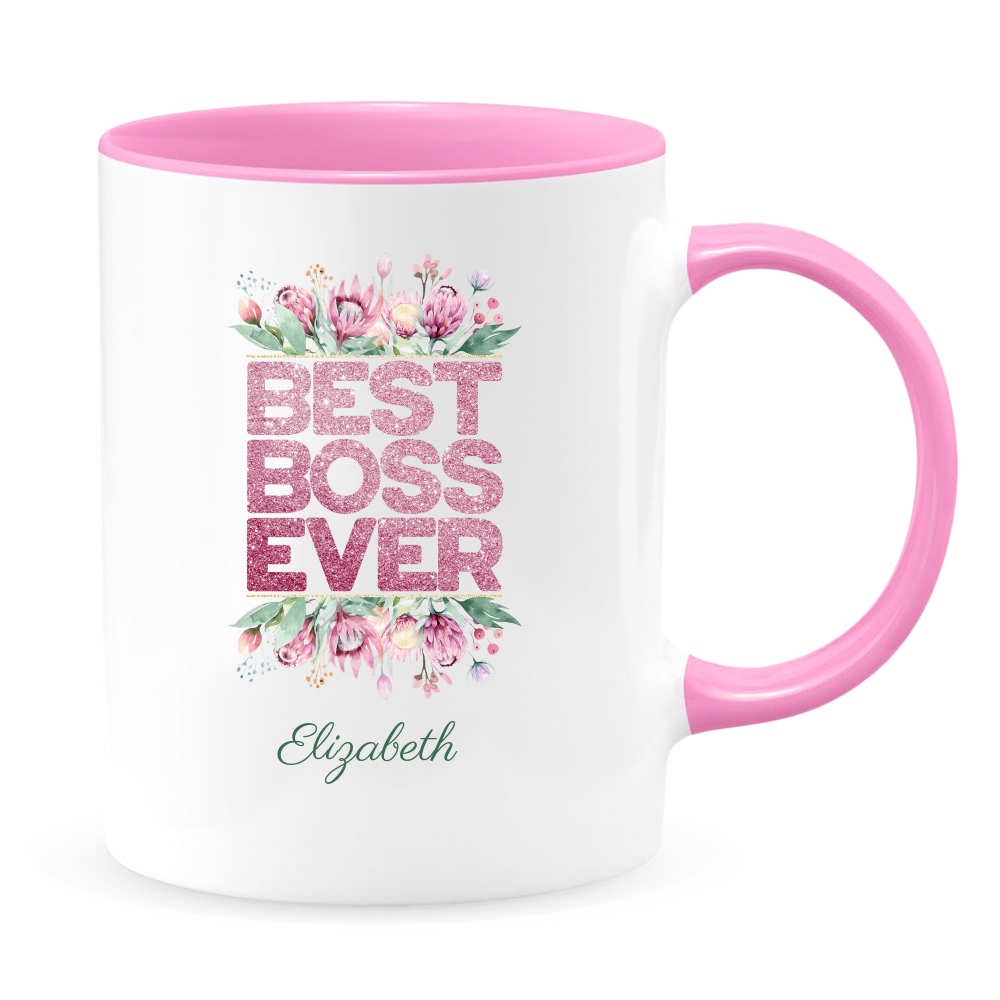 photo of pink handled coffee mug