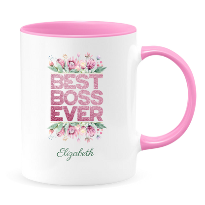 photo of pink handled coffee mug