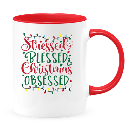 Stressed and Blessed White Coffee Mug With Colored Inside & Handle - Mug Project | Funny Coffee Mugs, Unique Wine Tumblers & Gifts