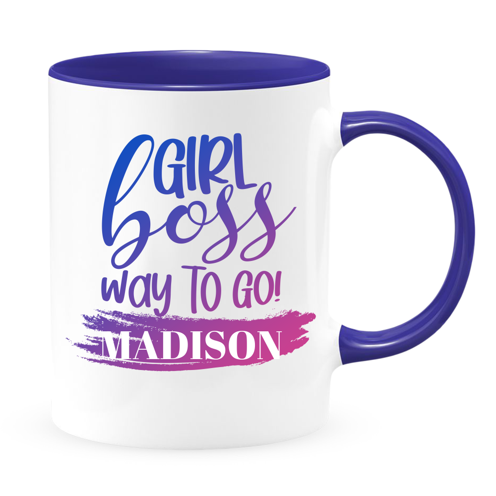 Girl Boss White Coffee Mug With Colored Inside & Handle - Mug Project