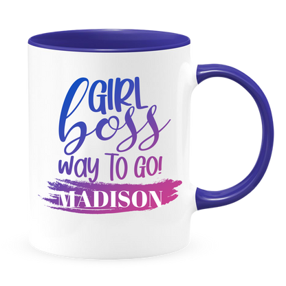 Girl Boss White Coffee Mug With Colored Inside & Handle - Mug Project