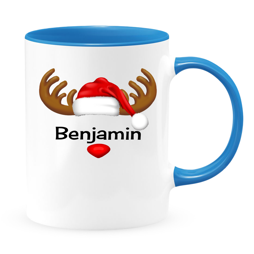 Reindeer White Coffee Mug With Colored Inside & Handle - Mug Project | Funny Coffee Mugs, Unique Wine Tumblers & Gifts