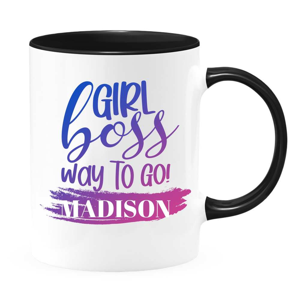 Girl Boss White Coffee Mug With Colored Inside & Handle - Mug Project