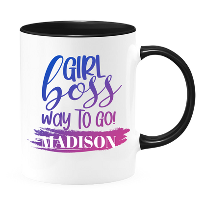 Girl Boss White Coffee Mug With Colored Inside & Handle - Mug Project