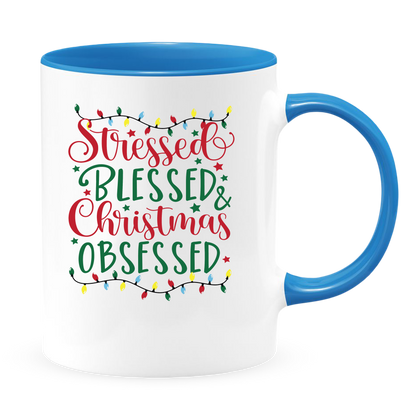 Stressed and Blessed White Coffee Mug With Colored Inside & Handle - Mug Project | Funny Coffee Mugs, Unique Wine Tumblers & Gifts