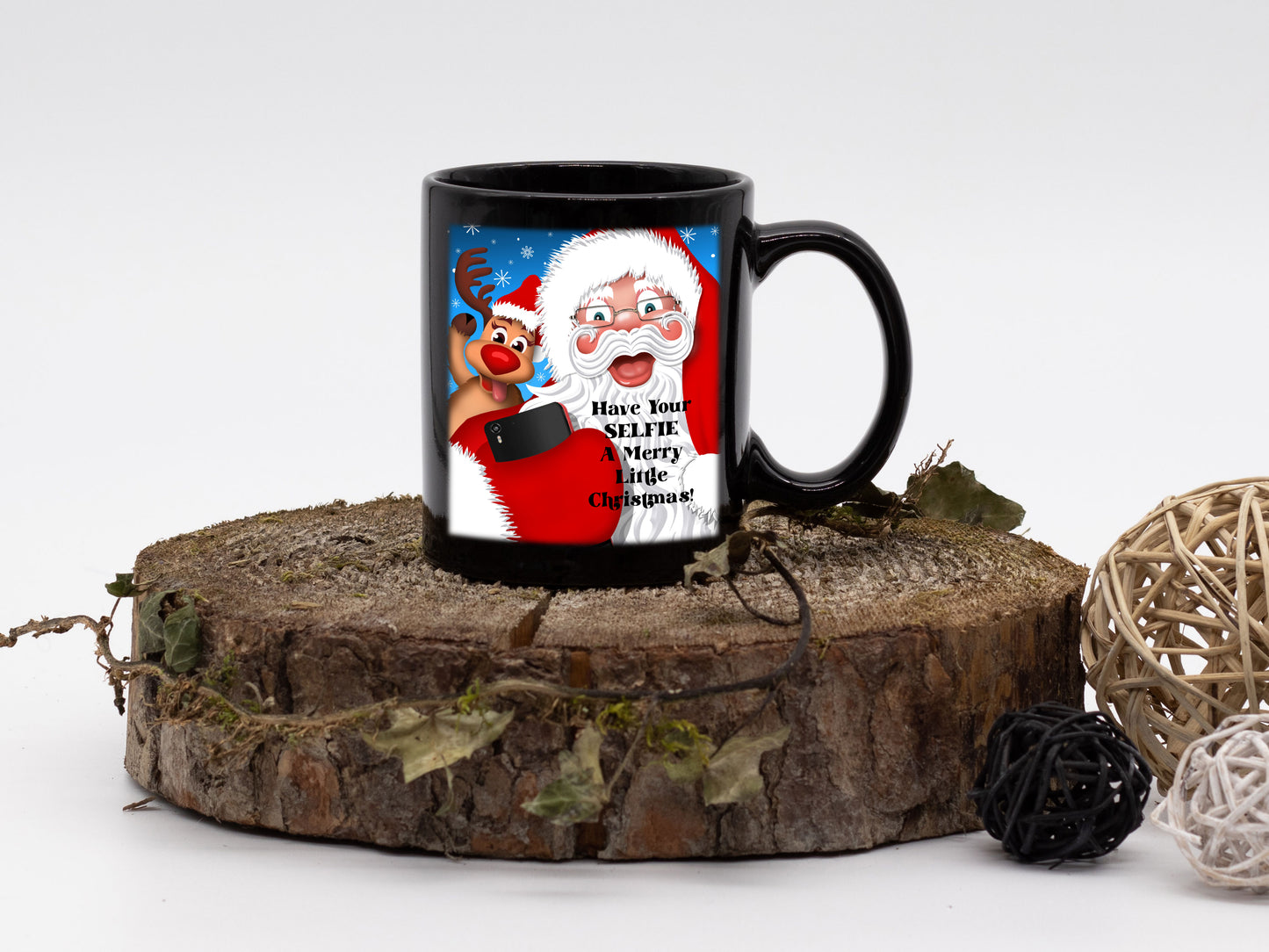 Ceramic Black Coffee Mug Santa Selfie Holiday Mug Best Christmas Mug - Mug Project