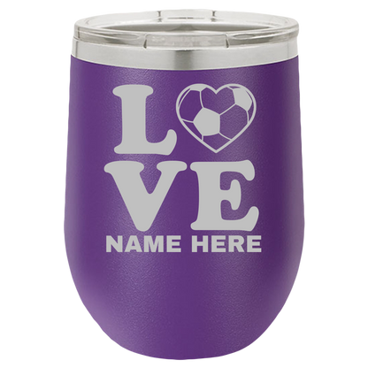 Love Soccer Football - Wine Laser Etched Tumbler - Mug Project