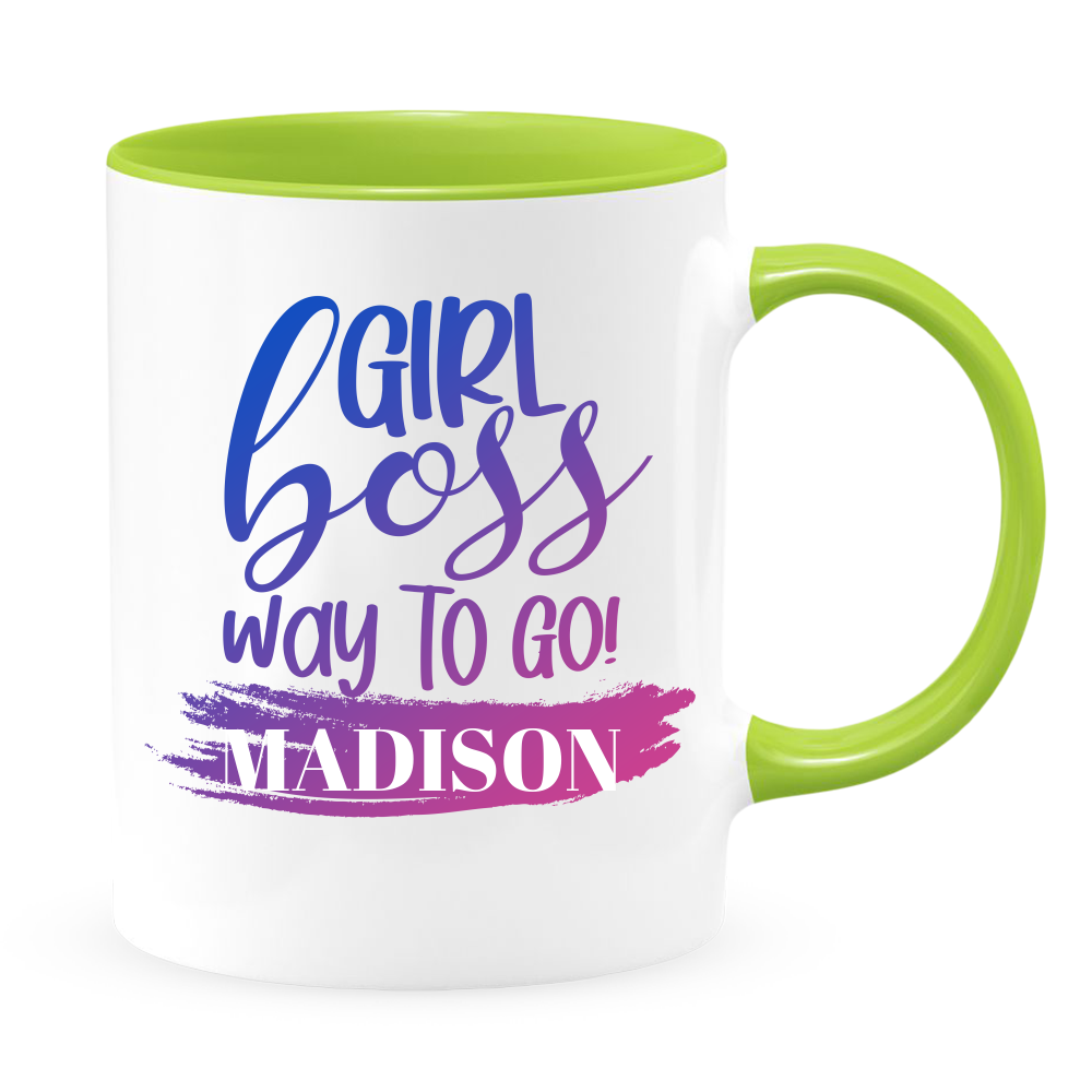 Girl Boss White Coffee Mug With Colored Inside & Handle - Mug Project