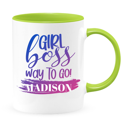 Girl Boss White Coffee Mug With Colored Inside & Handle - Mug Project