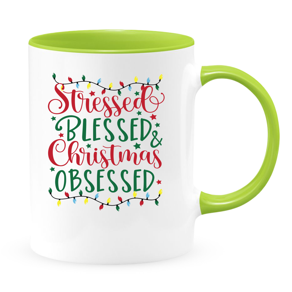 Stressed and Blessed White Coffee Mug With Colored Inside & Handle - Mug Project | Funny Coffee Mugs, Unique Wine Tumblers & Gifts