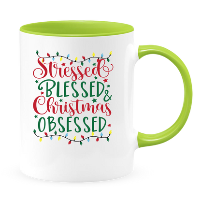 Stressed and Blessed White Coffee Mug With Colored Inside & Handle - Mug Project | Funny Coffee Mugs, Unique Wine Tumblers & Gifts