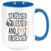 Stressed And Blessed Coffee Mug, White with Colored Inside and Handle - Mug Project