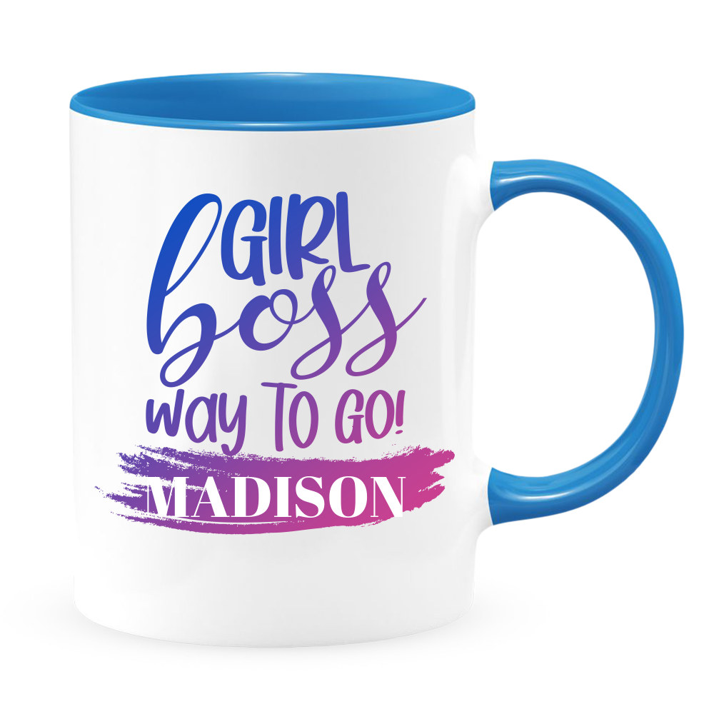 Girl Boss White Coffee Mug With Colored Inside & Handle - Mug Project