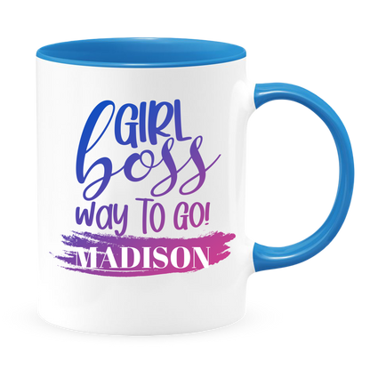 Girl Boss White Coffee Mug With Colored Inside & Handle - Mug Project