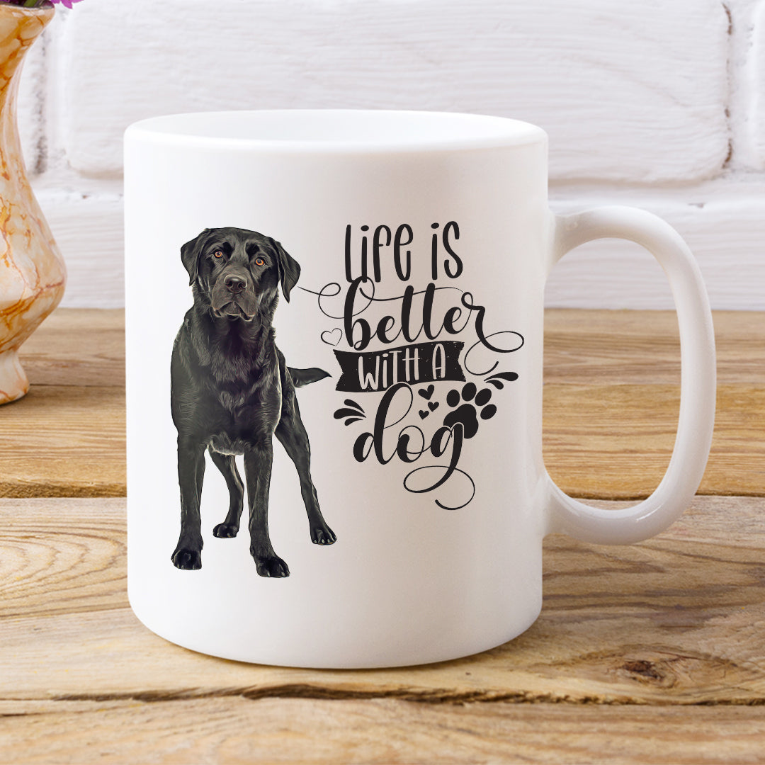Printed Mug, Coffee Cup, Tea Mug, Graphic Mug, Coffee Mug, Life Is better Black  Lab - Mug Project