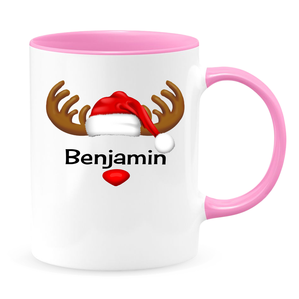 Reindeer White Coffee Mug With Colored Inside & Handle - Mug Project | Funny Coffee Mugs, Unique Wine Tumblers & Gifts