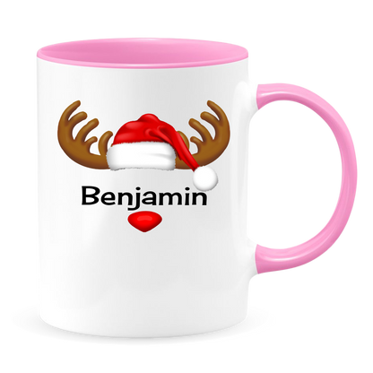 Reindeer White Coffee Mug With Colored Inside & Handle - Mug Project | Funny Coffee Mugs, Unique Wine Tumblers & Gifts