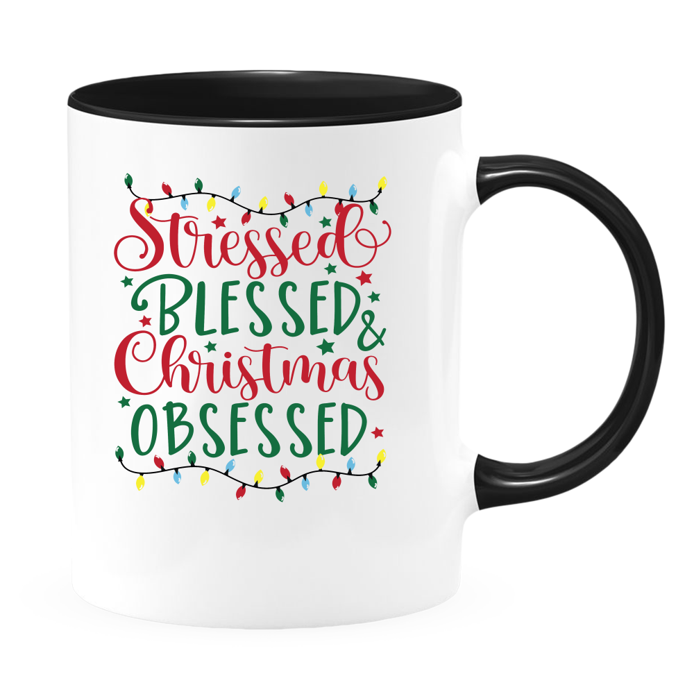 Stressed and Blessed White Coffee Mug With Colored Inside & Handle - Mug Project | Funny Coffee Mugs, Unique Wine Tumblers & Gifts