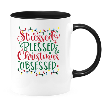 Stressed and Blessed White Coffee Mug With Colored Inside & Handle - Mug Project | Funny Coffee Mugs, Unique Wine Tumblers & Gifts