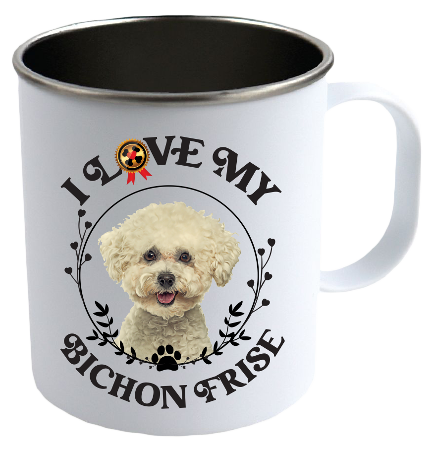 I Love My Bichon Frise Stainless Steel Camping Mug - Mug Project | Funny Coffee Mugs, Unique Wine Tumblers & Gifts