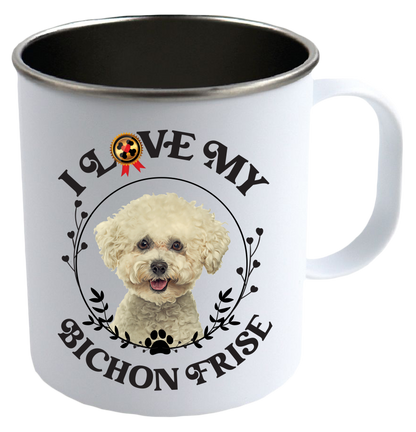 I Love My Bichon Frise Stainless Steel Camping Mug - Mug Project | Funny Coffee Mugs, Unique Wine Tumblers & Gifts