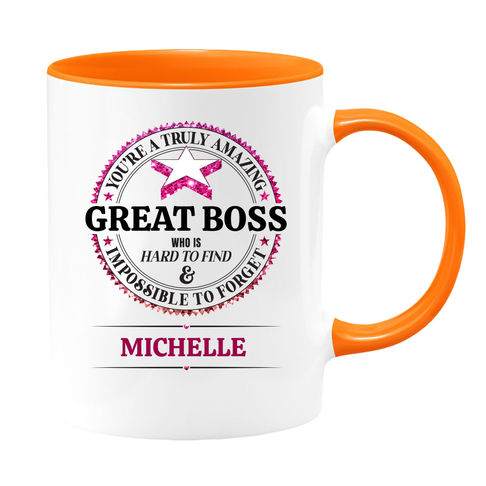 Great Boss White Coffee Mug With Colored Inside & Handle - Mug Project