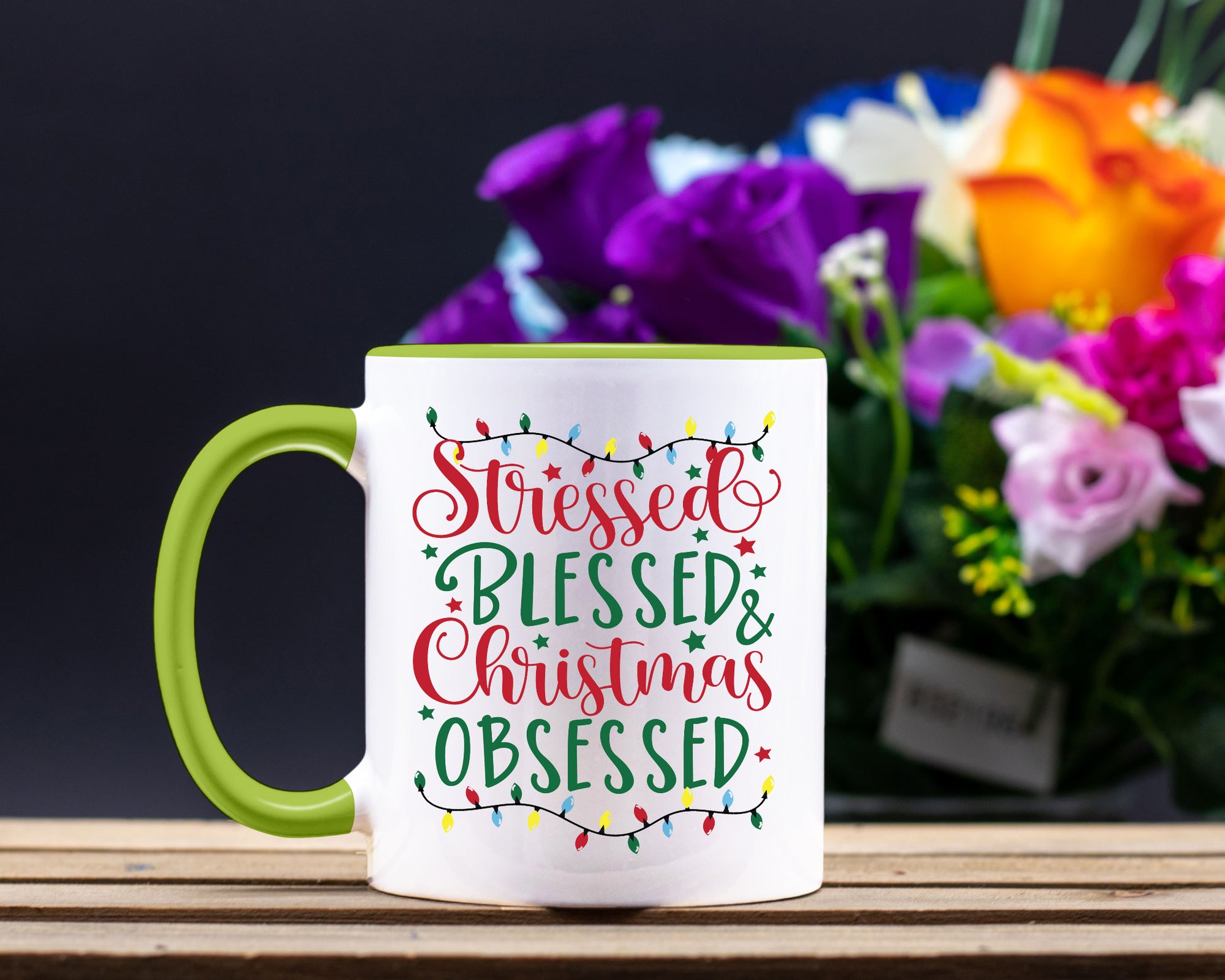 Stressed and Blessed White Coffee Mug With Colored Inside & Handle - Mug Project | Funny Coffee Mugs, Unique Wine Tumblers & Gifts