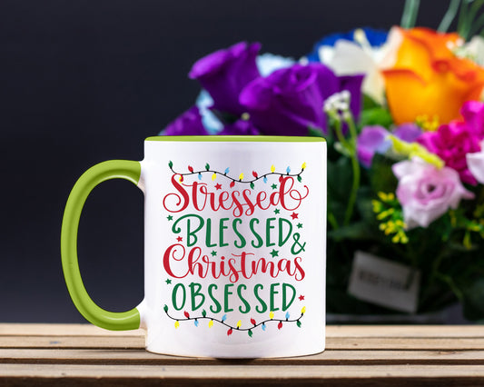 Stressed and Blessed White Coffee Mug With Colored Inside & Handle - Mug Project | Funny Coffee Mugs, Unique Wine Tumblers & Gifts