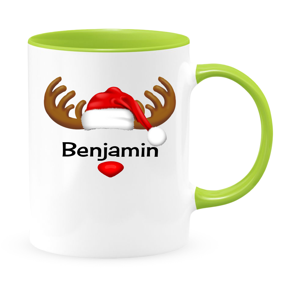 Reindeer White Coffee Mug With Colored Inside & Handle - Mug Project | Funny Coffee Mugs, Unique Wine Tumblers & Gifts