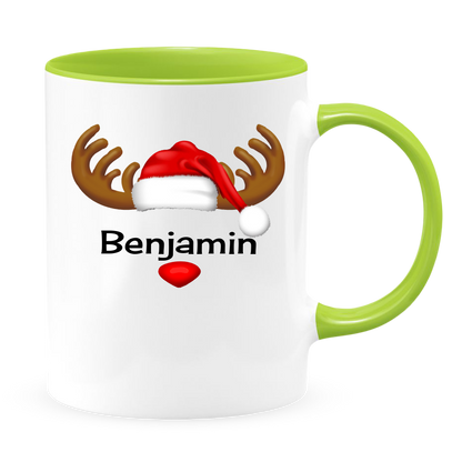 Reindeer White Coffee Mug With Colored Inside & Handle - Mug Project | Funny Coffee Mugs, Unique Wine Tumblers & Gifts