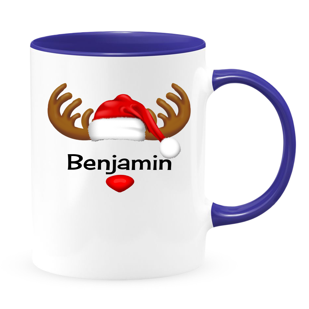 Reindeer White Coffee Mug With Colored Inside & Handle - Mug Project | Funny Coffee Mugs, Unique Wine Tumblers & Gifts