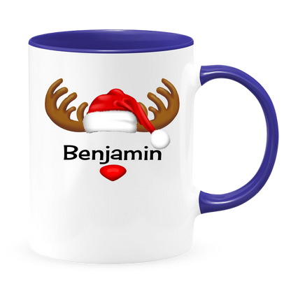 Reindeer White Coffee Mug With Colored Inside & Handle - Mug Project | Funny Coffee Mugs, Unique Wine Tumblers & Gifts