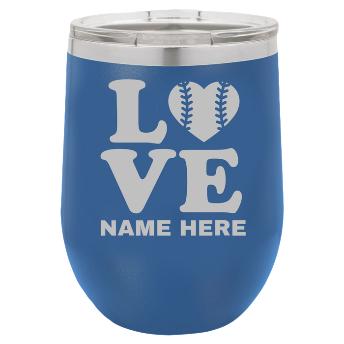 Love Baseball - Wine Laser Etched Tumbler - Mug Project