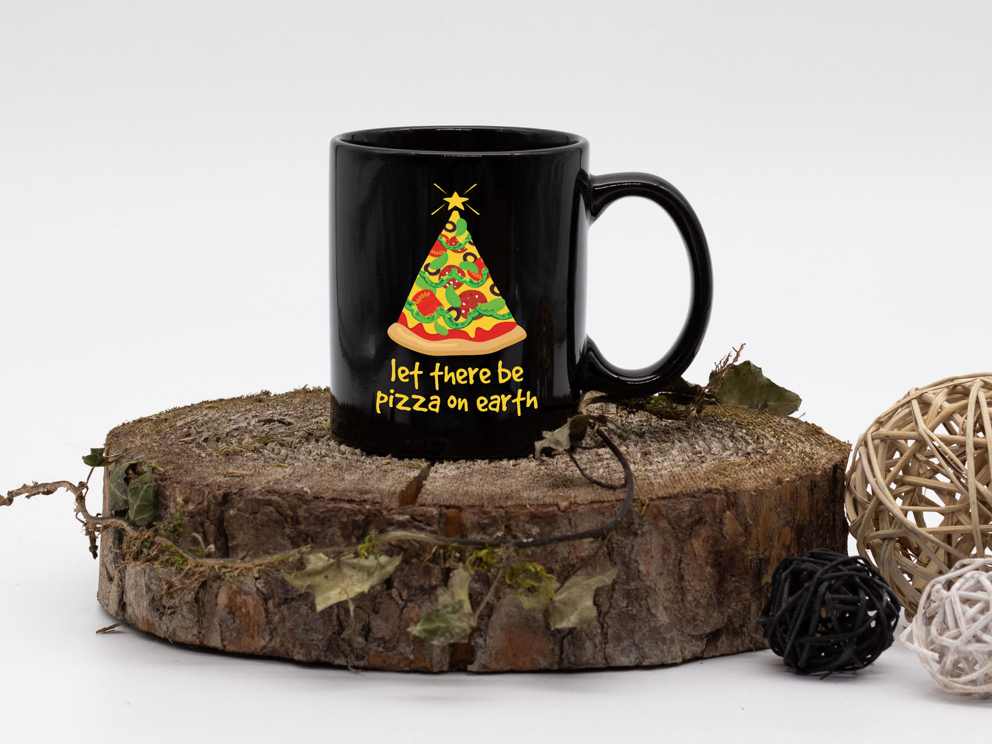 Ceramic Black Coffee Mug Pizza on Earth Holiday Mug Best Christmas Mug - Mug Project