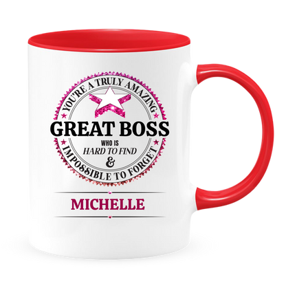 Great Boss White Coffee Mug With Colored Inside & Handle - Mug Project