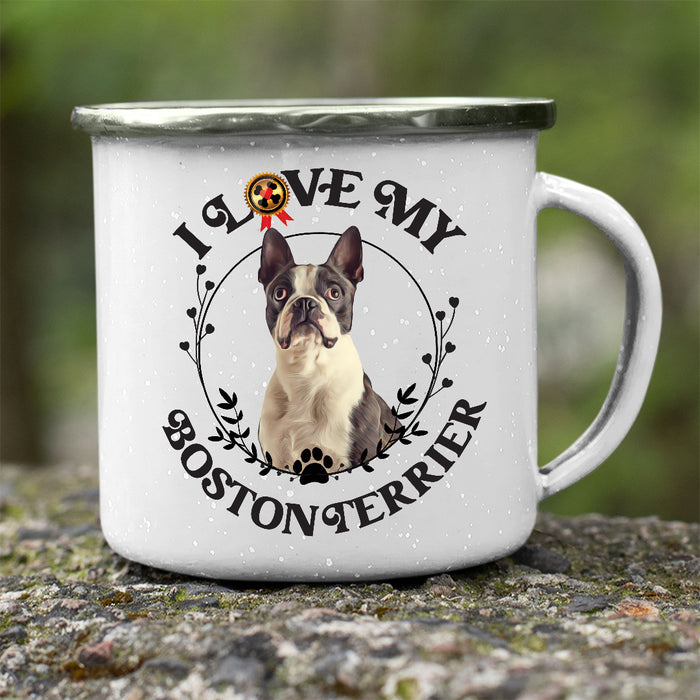 I Love My Boston Terrier Stainless Steel Camping Mug - Mug Project | Funny Coffee Mugs, Unique Wine Tumblers & Gifts