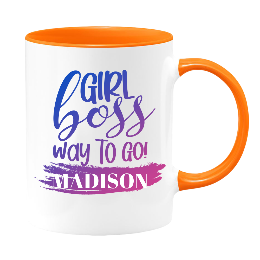 Girl Boss White Coffee Mug With Colored Inside & Handle - Mug Project