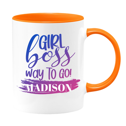 Girl Boss White Coffee Mug With Colored Inside & Handle - Mug Project