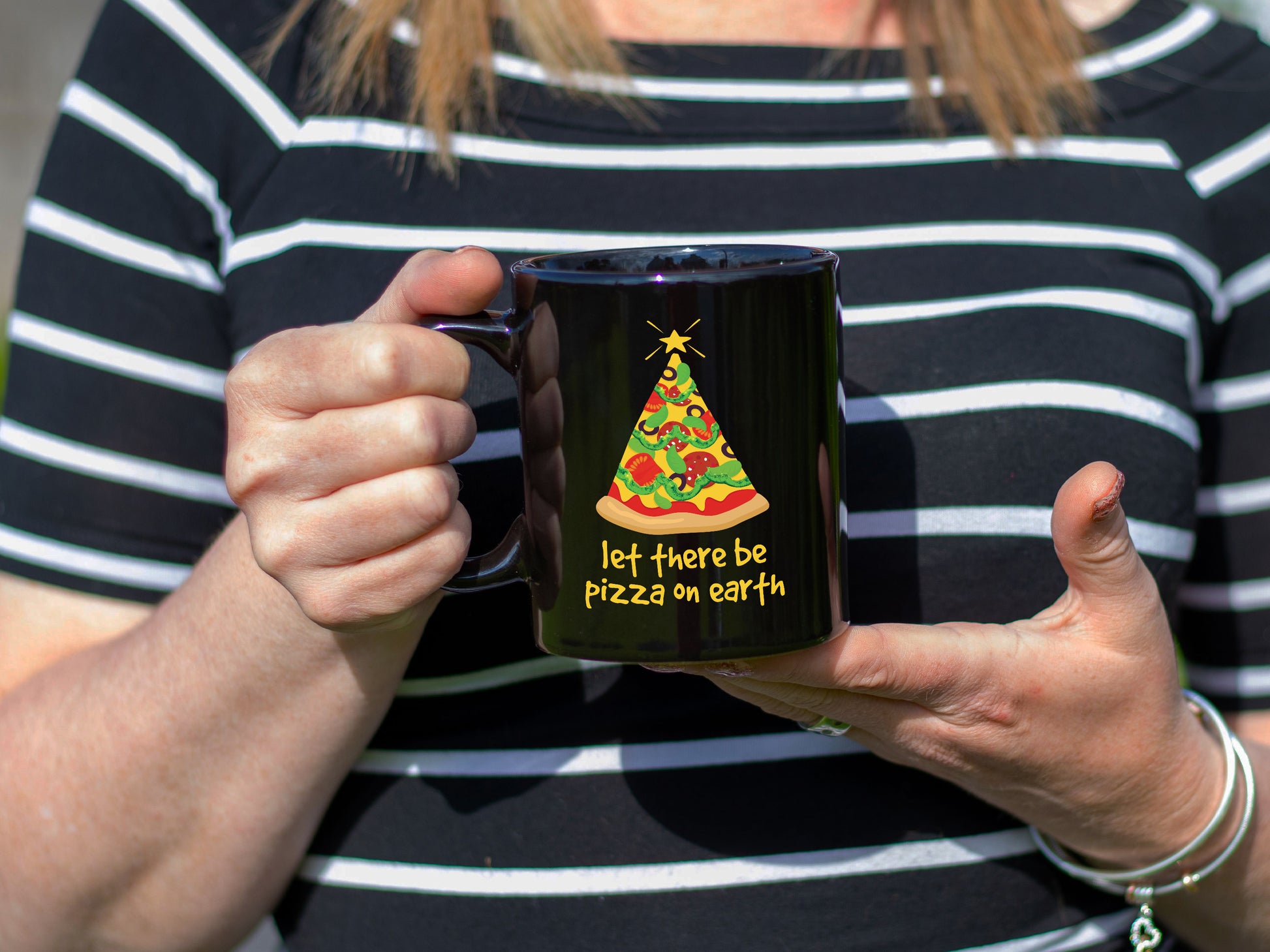 Ceramic Black Coffee Mug Pizza on Earth Holiday Mug Best Christmas Mug - Mug Project