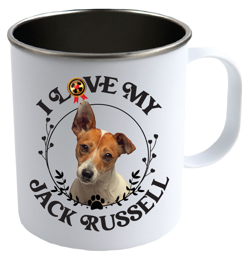 I Love My Jack Russell Stainless Steel Camping Mug - Mug Project | Funny Coffee Mugs, Unique Wine Tumblers & Gifts