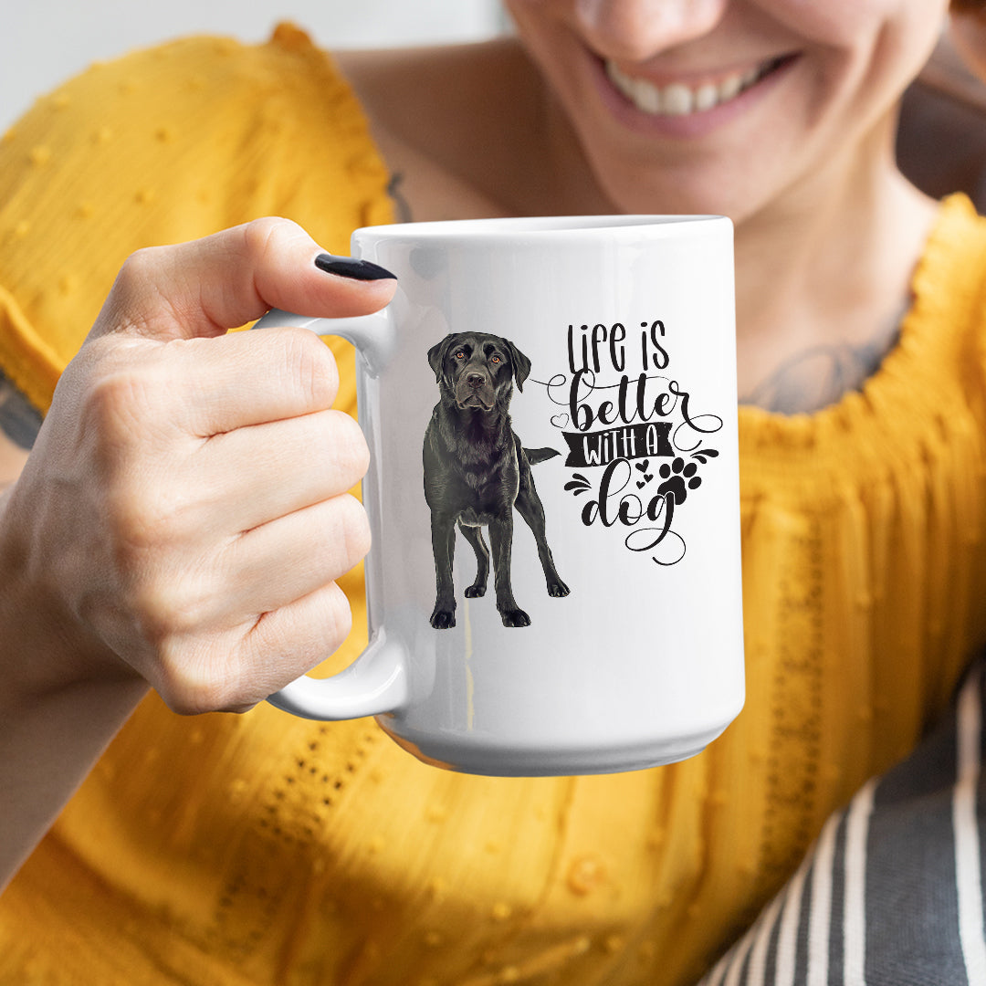 Printed Mug, Coffee Cup, Tea Mug, Graphic Mug, Coffee Mug, Life Is better Black  Lab - Mug Project