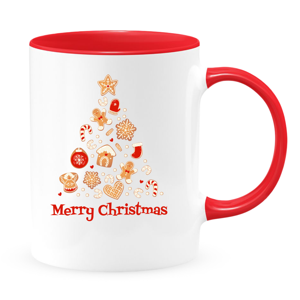 Merry Christmas White Coffee Mug With Colored Inside & Handle - Mug Project | Funny Coffee Mugs, Unique Wine Tumblers & Gifts