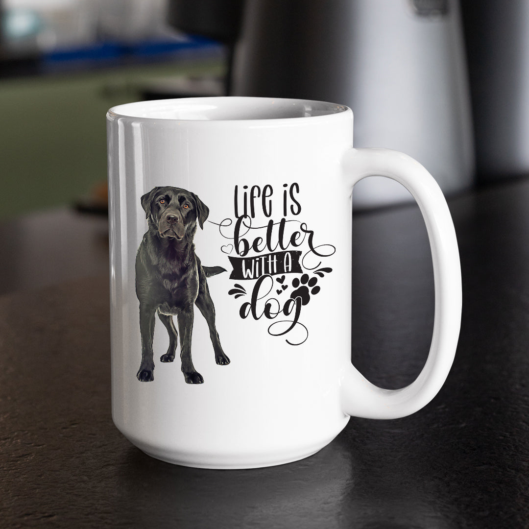 Printed Mug, Coffee Cup, Tea Mug, Graphic Mug, Coffee Mug, Life Is better Black  Lab - Mug Project